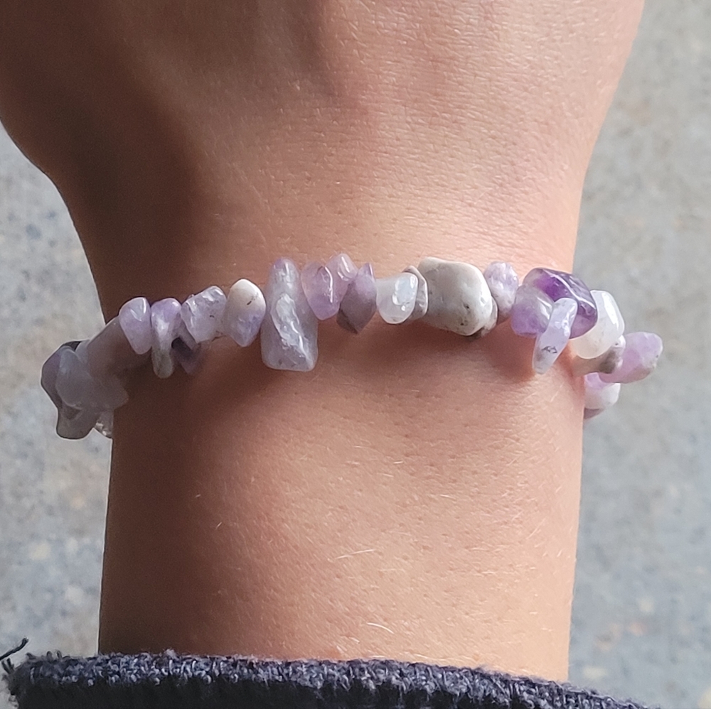 Amythest Crystal Stone Handmade Lava Bead Bracelet